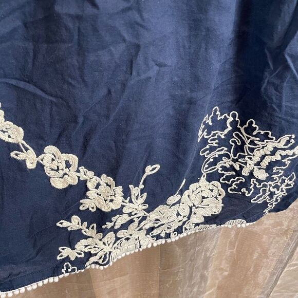 J.Crew Navy Blue Ivory Mirabel Lawn Embroidered Floral Mini Dress, Size 6 - Picture 5 of 8